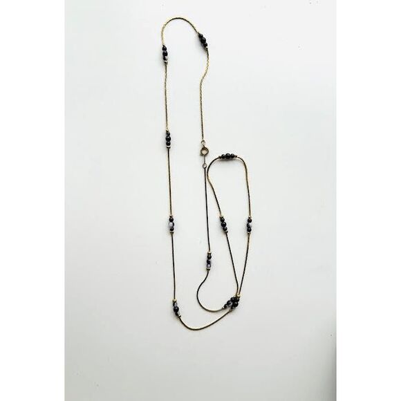 Tiny Purple Beads On Goldfish Chain Vintage Marked KOREA - Picture 2 of 3